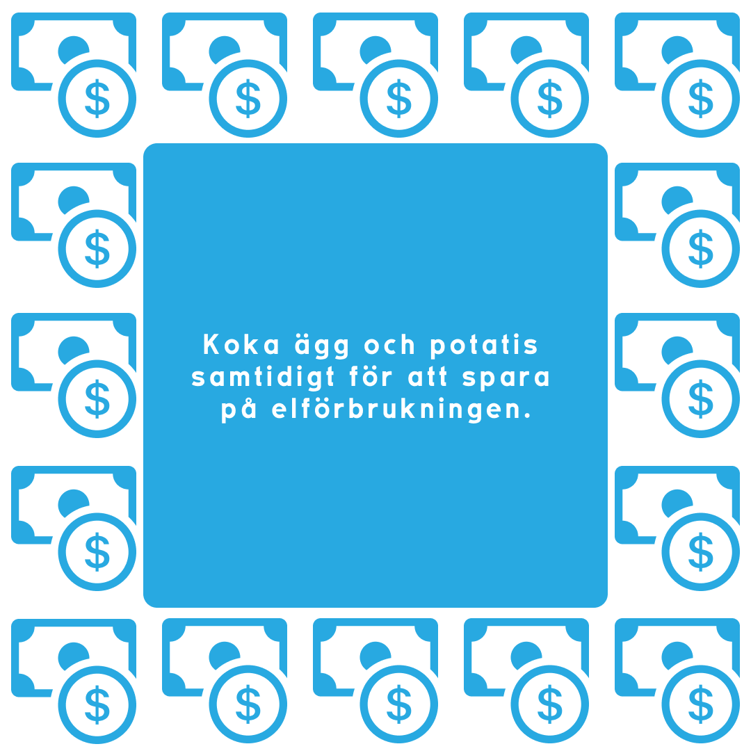 Spartips koka ägg och potatis samtidigt för att spara på elförbrukningen.